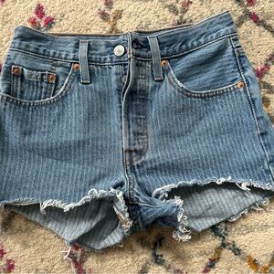 Levi's Blue Jean Shorts with Distressed Hem